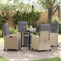vidaXL 5-delat trädgårdsdining set Beige Poly Rattan
