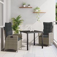 vidaXL Set om 2 Grå PE rattan Standard Avtagbara fodral Utomhusstol