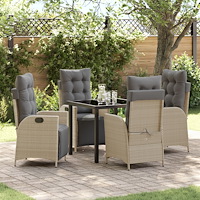 vidaXL 5-delat trädgårdsdining set beige poly rattan