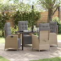 vidaXL 5-delat trädgårdsset beige poly rattan