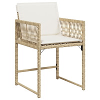 vidaXL 5-delat trädgårdsserveringsset med kuddar beige poly-rattan