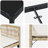 vidaXL 5-delat trädgårdsserveringsset med kuddar beige poly-rattan
