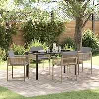 vidaXL Trädgårdsmöbelset 5 pcs Beige konstrotting