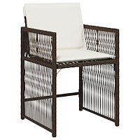 vidaXL 5-delat trädgårdsdining set med dynor Brun Poly Rattan