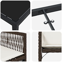 vidaXL 5-delat trädgårdsdining set med dynor Brun Poly Rattan