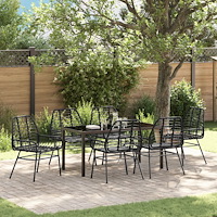 vidaXL Trädgårdsmöbelset 7 pcs Svart konstrotting