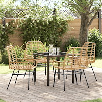 vidaXL 5-delat Trädgårds-dining-set Brun Poly Rattan