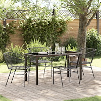 vidaXL Set med 3 Svart PE Rattan, Pulverlackerat Stål