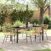 vidaXL Trädgårdsmöbelset 5 pcs Brun konstrotting