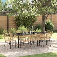 vidaXL Trädgårdsmöbelset 9 pcs Brun konstrotting