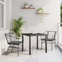vidaXL Set med 2 Svart och Mörk Grå PE Rattan, Pulverlackerat Stål