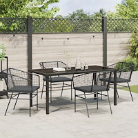 vidaXL 5-delars utemöbelset med kuddar svart poly rattan