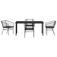 vidaXL 5-delars utemöbelset med kuddar svart poly rattan