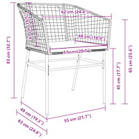 vidaXL 5-delars utemöbelset med kuddar svart poly rattan