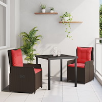 vidaXL Trädgårdsmöbelset 3 pcs Brun Poly rattan