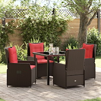vidaXL Trädgårdsmöbelset 5 pcs Brun Poly rattan