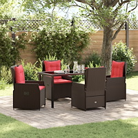 vidaXL Trädgårdsmöbelset 5 pcs Brun Poly rattan