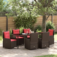 vidaXL 7-delat Trädgårdsdining-set Brun Poly Rattan