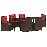 vidaXL 7-delat Trädgårdsdining-set Brun Poly Rattan