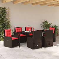 vidaXL 7-delat Trädgårdsdining-set Brun Poly Rattan