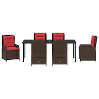 vidaXL 7-delat Trädgårdsdining-set Brun Poly Rattan