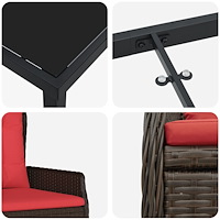 vidaXL 7-delat Trädgårdsdining-set Brun Poly Rattan