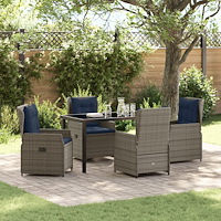 vidaXL Trädgårdsmöbelset 5 pcs Grå Poly rattan