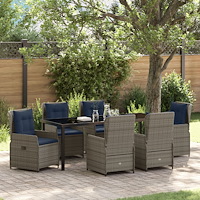 vidaXL Trädgårdsmöbelset 7 pcs Grå Poly rattan