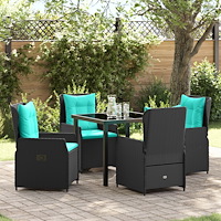vidaXL Trädgårdsmöbelset 5 pcs Svart Poly rattan