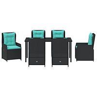 vidaXL 7-delat trädgårdsdining-set i svart poly-rattan