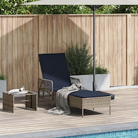 vidaXL Solstol Grå PE Rattan 157 x 55 x 92 cm Fällbar Solstol