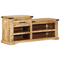 vidaXL Skobänk 110x35x50 cm Massivt Grovt Trä Mango