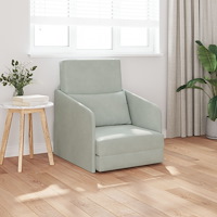 vidaXL golvsoffasäng 2-i-1 Ljusgrå 65x80x83 cm Sammet
