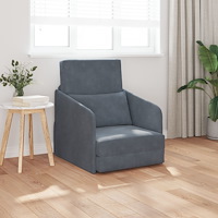 vidaXL Golvssoffa Säng 2-i-1 Mörkgrå 65x80x83 cm Sammet