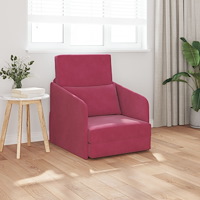 vidaXL Golvsängsoffa 2-i-1 Vinröd 65x80x83 cm Sammet