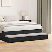vidaXL Sängbord Svart Ek Konstruerat Trä 160 x 36.5 x 16.5 cm Förvaring
