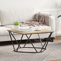 vidaXL Kaffe Bord Sonoma ek Spånskiva och metall Medium Fyrkantig