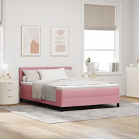 vidaXL Boxspring Säng med Madrass Rosa 140x190 cm Sammet