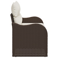 vidaXL 2-Sits Trädgårdsoffa med Förvaring & Kuddar Brun Poly Rattan