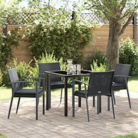 vidaXL Set om 3 Svart Poly Rattan, Stål Standardstorlek Ergonomisk