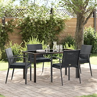 vidaXL Set om 3 Svart PE rattan, stål 56.5x57x83 cm  Hållbar
