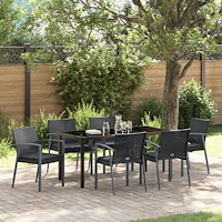 vidaXL Set om 4 Svart PE-rattan 56,5x57x83 cm Hållbar Trädgårdsstol