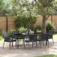 vidaXL Set om 4 Svart PE rattan 56,5x57x83 cm Hållbar Trädgårdsstol
