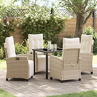 vidaXL 5 Delars Trädgårdsdining Set Beige Poly Rattan
