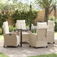 vidaXL 5-delars trädgårdsdining set Beige Poly Rattan.