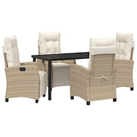 vidaXL 5-delars trädgårdsdining set Beige Poly Rattan.