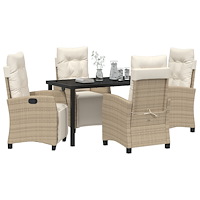 vidaXL 5-delars trädgårdsdining set Beige Poly Rattan.