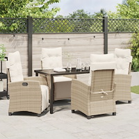 vidaXL 5-delars trädgårdsdining set Beige Poly Rattan.