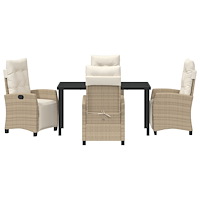 vidaXL 5-delars trädgårdsdining set Beige Poly Rattan.