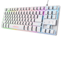 Trust GXT 833W Thado Gamingtangentbord TKL RGB Nordisk layout Vit